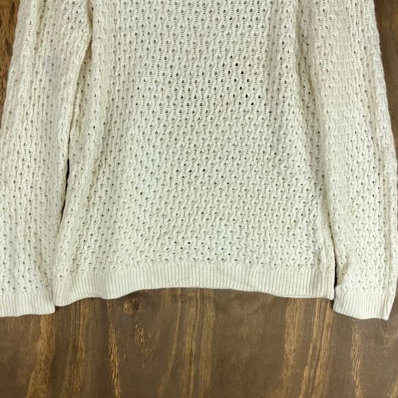 Talbots Womens Sweater Cream Open Knit Long Sleeve Soft Stretch Medium - Picture 3 of 12